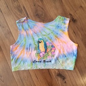 Vintage 1980's Tie Dye Cocoa Beach Crop Top